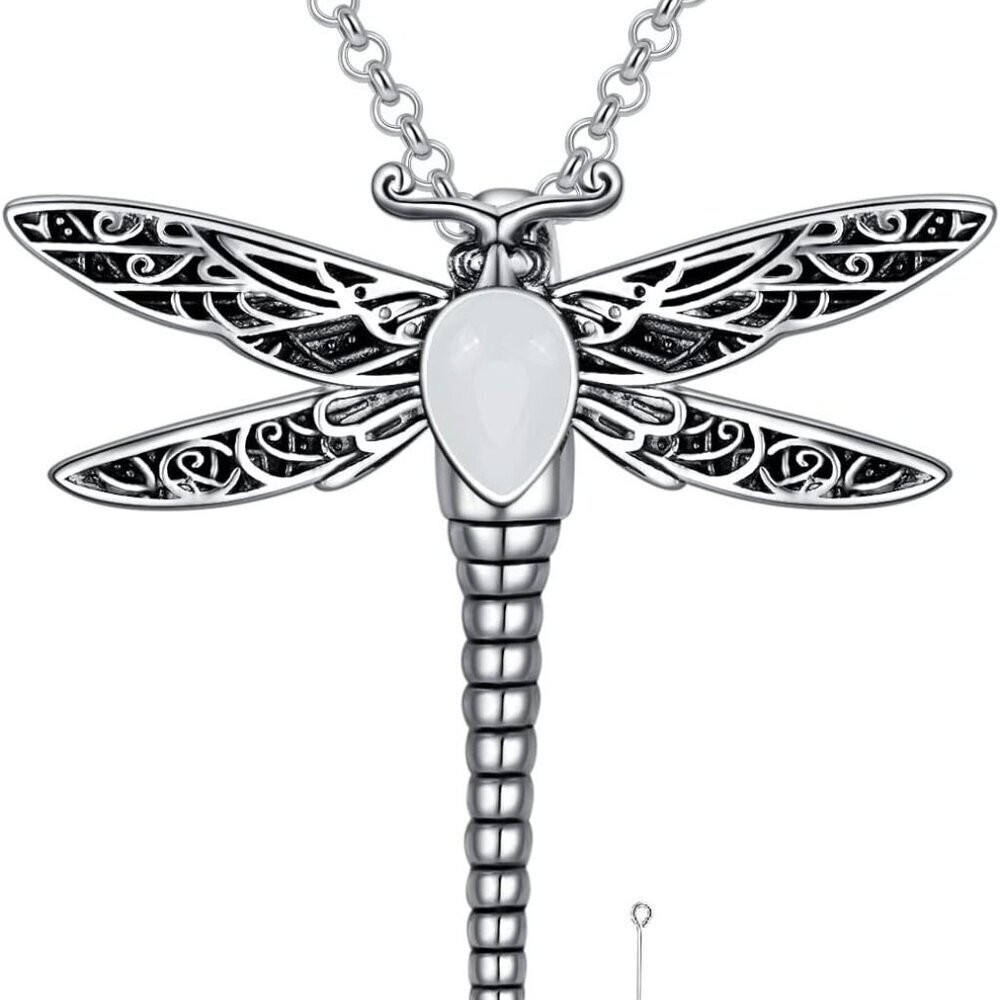 Dragonfly Urn Necklace for Ashes Sterling Silver Memorial Keepsake Cremation Jew